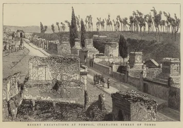 Excavaciones recientes en Pompeya, Italia, la Calle de las Tumbas